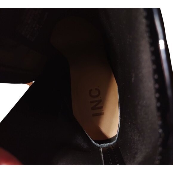 Black Patent Leather Ankle Boots With Hourglass Heels 8.5M By INC International - Picture 4 of 12